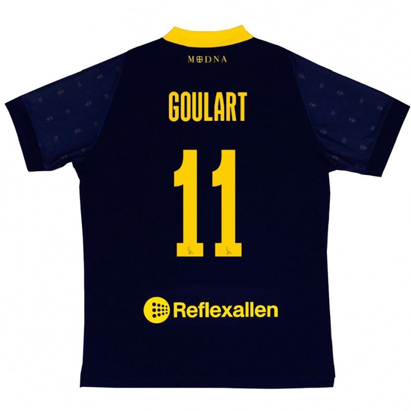 Danxen Børn Yago Goulart #11 Mørkeblå Gul Udebane Spillertrøjer 2025/26 Trøje T-Shirt