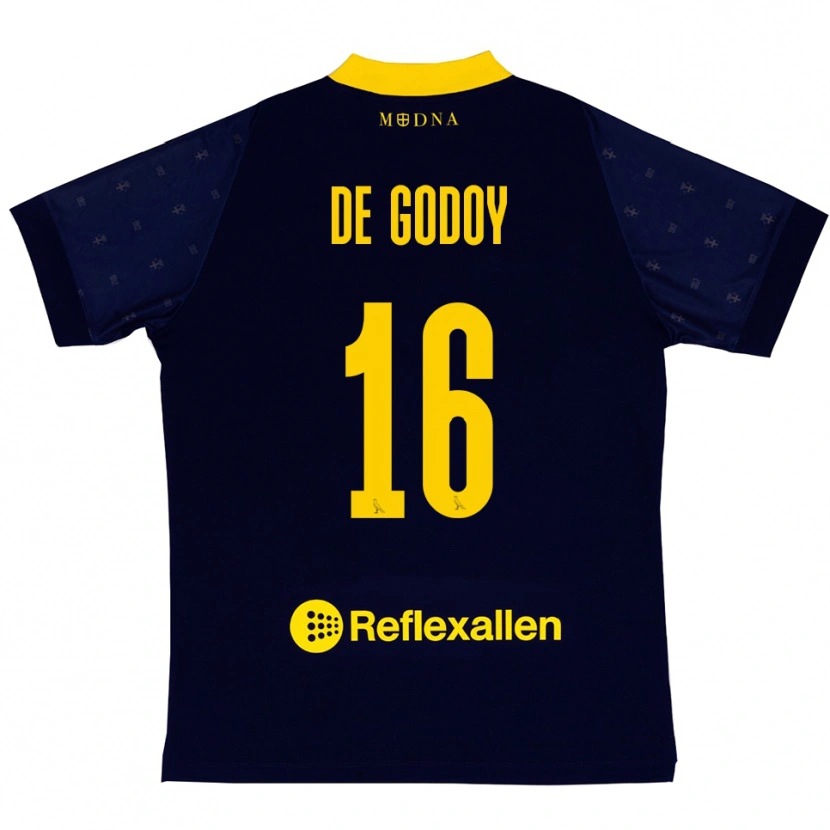Danxen Børn Patrick Pîrv De Godoy #16 Mørkeblå Gul Udebane Spillertrøjer 2025/26 Trøje T-Shirt