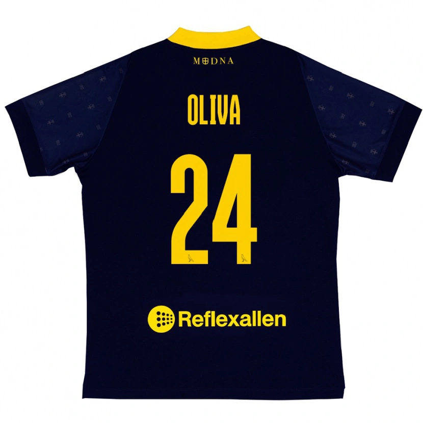 Danxen Børn Marco Oliva #24 Mørkeblå Gul Udebane Spillertrøjer 2025/26 Trøje T-Shirt