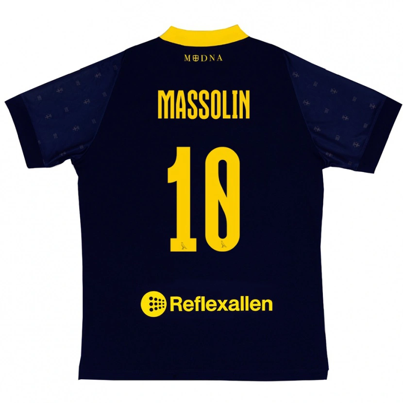 Danxen Børn Yanis Massolin #10 Mørkeblå Gul Udebane Spillertrøjer 2025/26 Trøje T-Shirt