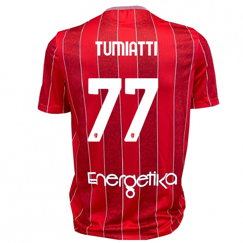 Danxen Børn Francesco Tumiatti #77 Rød Hvid Udebane Spillertrøjer 2025/26 Trøje T-Shirt