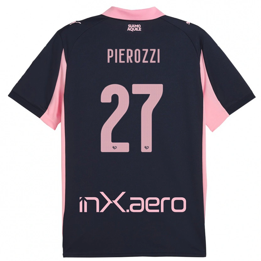 Danxen Børn Niccolò Pierozzi #27 Mørkeblå Pink Udebane Spillertrøjer 2025/26 Trøje T-Shirt