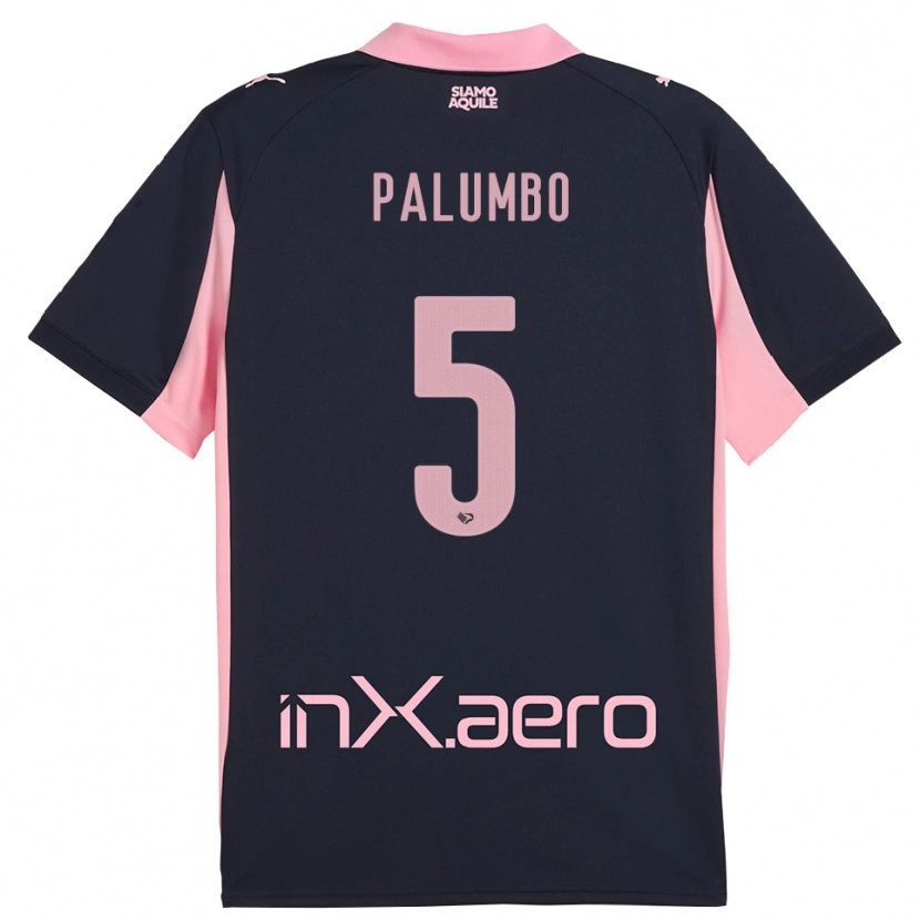Danxen Børn Antonio Palumbo #5 Mørkeblå Pink Udebane Spillertrøjer 2025/26 Trøje T-Shirt