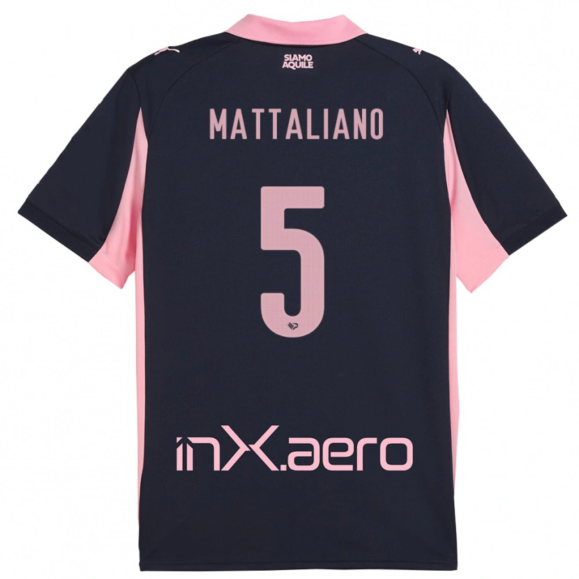 Danxen Børn Cristian Mattaliano #5 Mørkeblå Pink Udebane Spillertrøjer 2025/26 Trøje T-Shirt