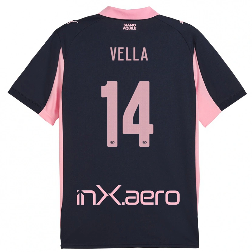 Danxen Børn Andreas Vella #14 Mørkeblå Pink Udebane Spillertrøjer 2025/26 Trøje T-Shirt