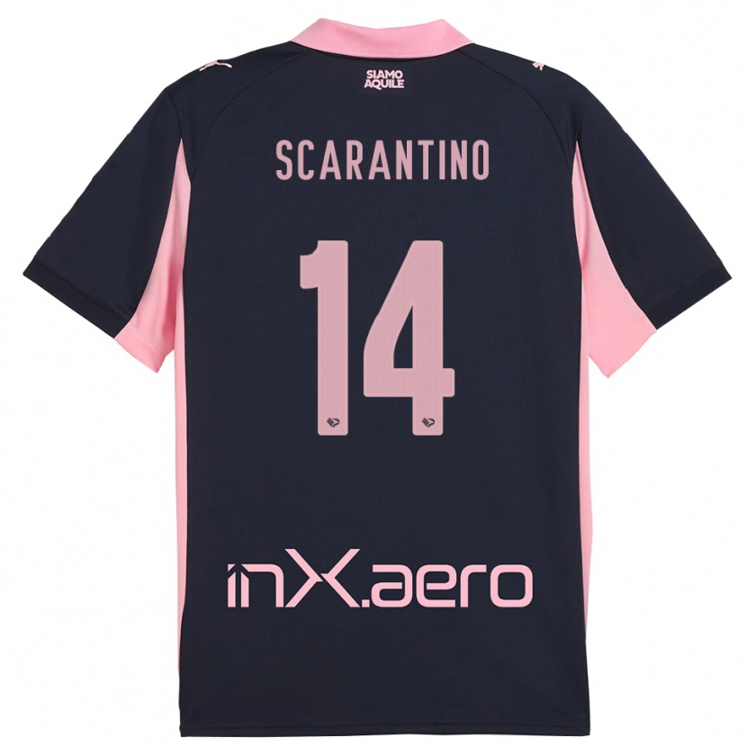 Danxen Børn Giorgio Scarantino #14 Mørkeblå Pink Udebane Spillertrøjer 2025/26 Trøje T-Shirt