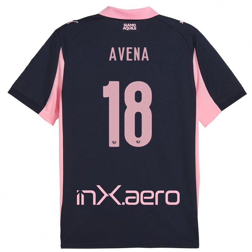 Danxen Børn Pietro Avena #18 Mørkeblå Pink Udebane Spillertrøjer 2025/26 Trøje T-Shirt