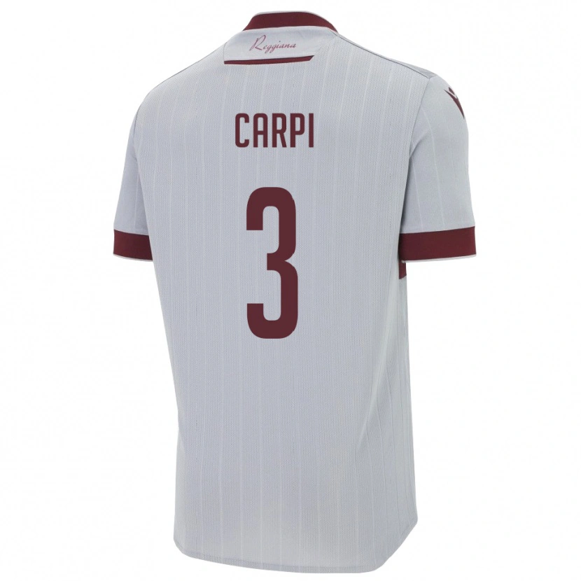 Danxen Børn Filippo Carpi #3 Burgunder Hvid Udebane Spillertrøjer 2025/26 Trøje T-Shirt