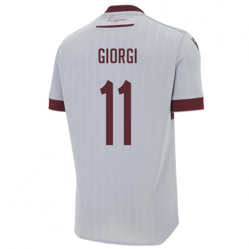 Danxen Børn Davide Giorgi #11 Burgunder Hvid Udebane Spillertrøjer 2025/26 Trøje T-Shirt