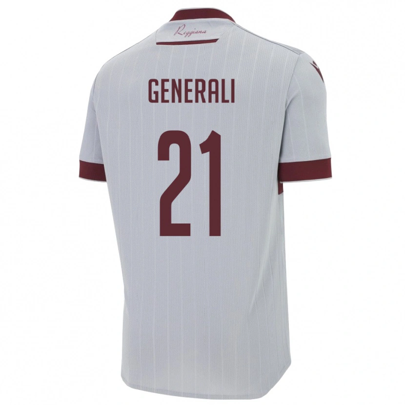 Danxen Børn Mattia Generali #21 Burgunder Hvid Udebane Spillertrøjer 2025/26 Trøje T-Shirt