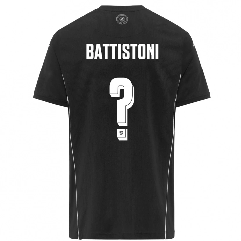 Danxen Børn Gabriele Battistoni #0 Sort Hvid Udebane Spillertrøjer 2025/26 Trøje T-Shirt