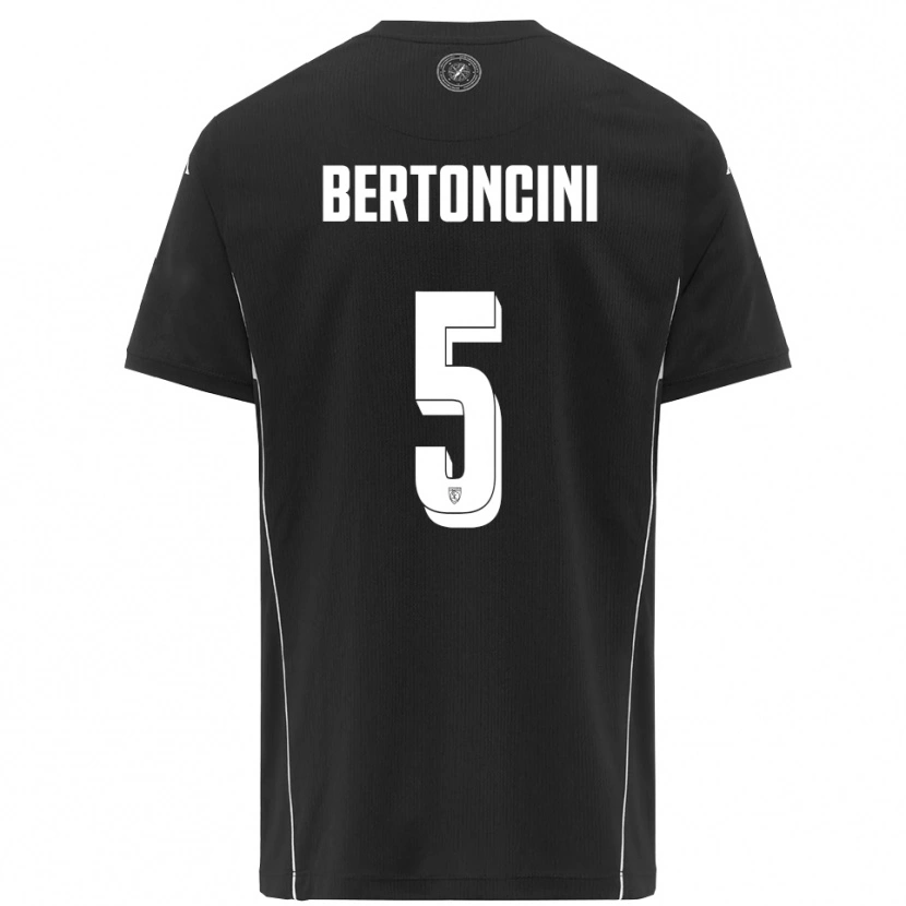 Danxen Børn Andrea Bertoncini #5 Sort Hvid Udebane Spillertrøjer 2025/26 Trøje T-Shirt