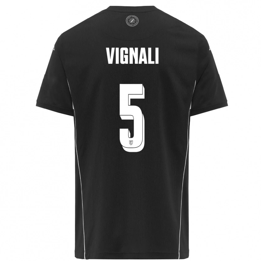 Danxen Børn Diego Vignali #5 Sort Hvid Udebane Spillertrøjer 2025/26 Trøje T-Shirt