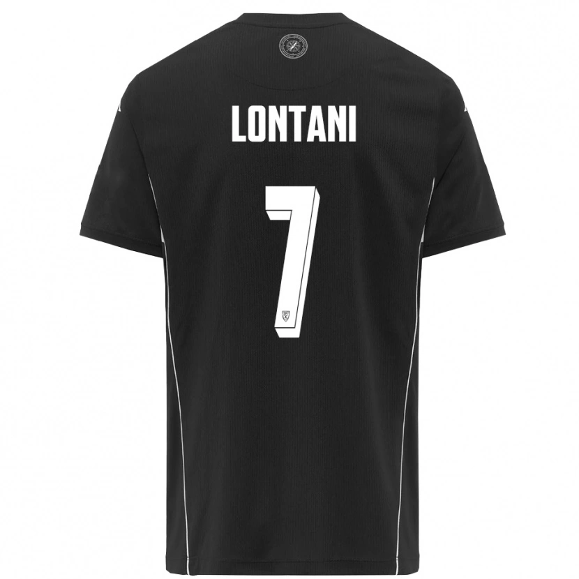 Danxen Børn Matteo Lontani #7 Sort Hvid Udebane Spillertrøjer 2025/26 Trøje T-Shirt