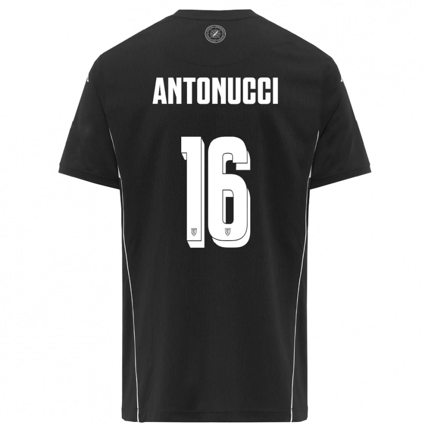 Danxen Børn Mirko Antonucci #16 Sort Hvid Udebane Spillertrøjer 2025/26 Trøje T-Shirt