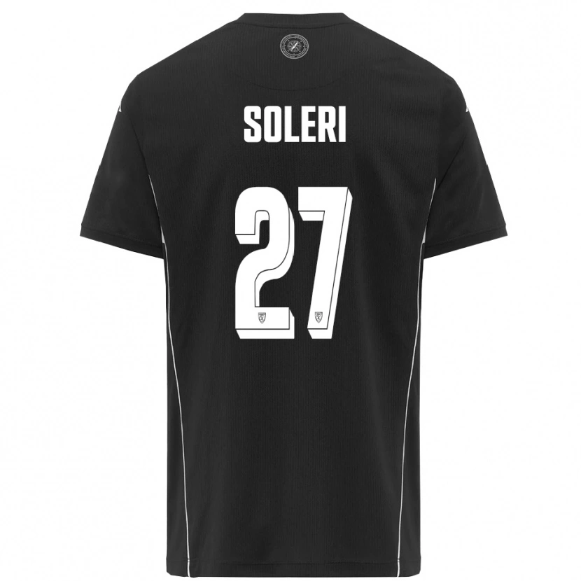 Danxen Børn Edoardo Soleri #27 Sort Hvid Udebane Spillertrøjer 2025/26 Trøje T-Shirt