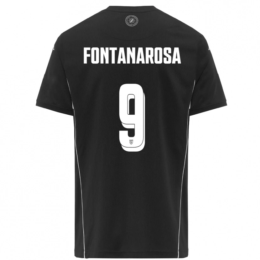 Danxen Børn Riccardo Fontanarosa #9 Sort Hvid Udebane Spillertrøjer 2025/26 Trøje T-Shirt