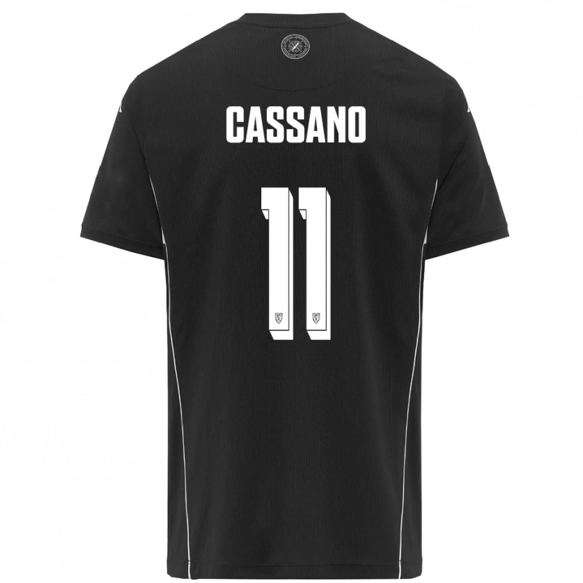 Danxen Børn Armando Cassano #11 Sort Hvid Udebane Spillertrøjer 2025/26 Trøje T-Shirt
