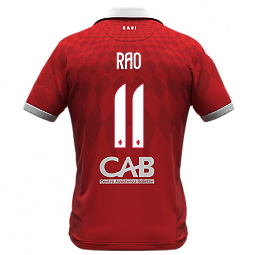 Danxen Børn Emanuele Rao #11 Rød Hvid Udebane Spillertrøjer 2025/26 Trøje T-Shirt