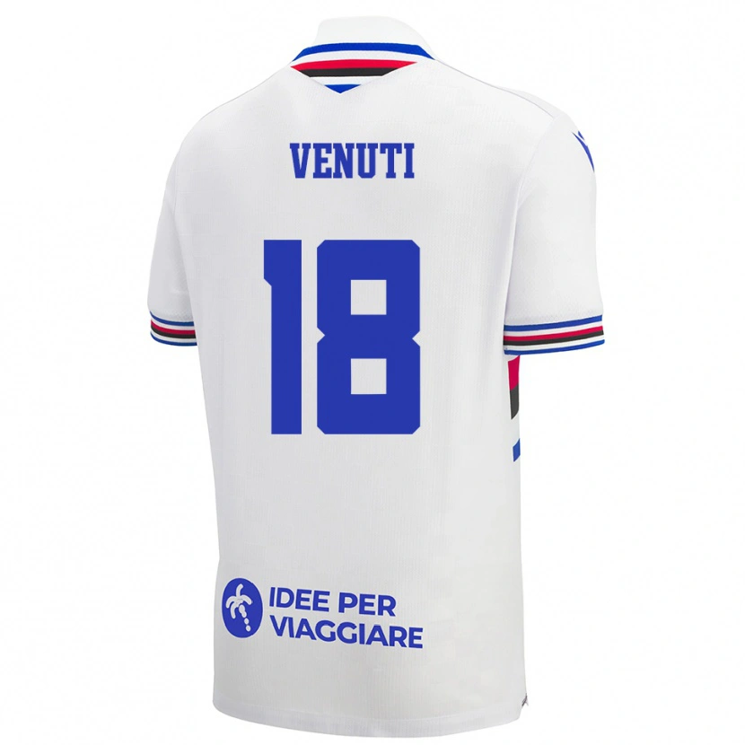 Danxen Børn Lorenzo Venuti #18 Hvid Blå Rød Udebane Spillertrøjer 2025/26 Trøje T-Shirt