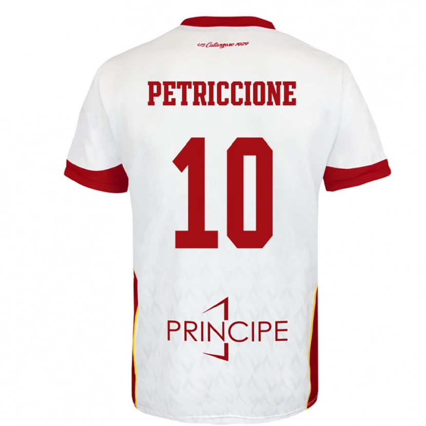 Danxen Børn Jacopo Petriccione #10 Hvid Rød Udebane Spillertrøjer 2025/26 Trøje T-Shirt