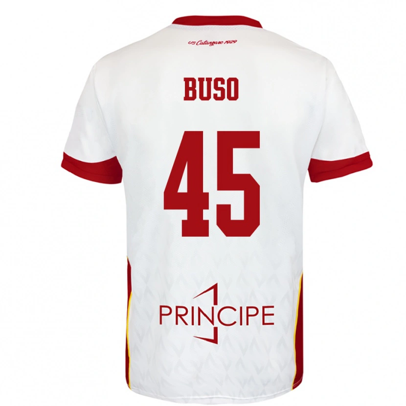 Danxen Børn Nicolò Buso #45 Hvid Rød Udebane Spillertrøjer 2025/26 Trøje T-Shirt
