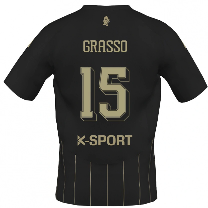 Danxen Børn Agostino Grasso #15 Grå Hvid Udebane Spillertrøjer 2025/26 Trøje T-Shirt