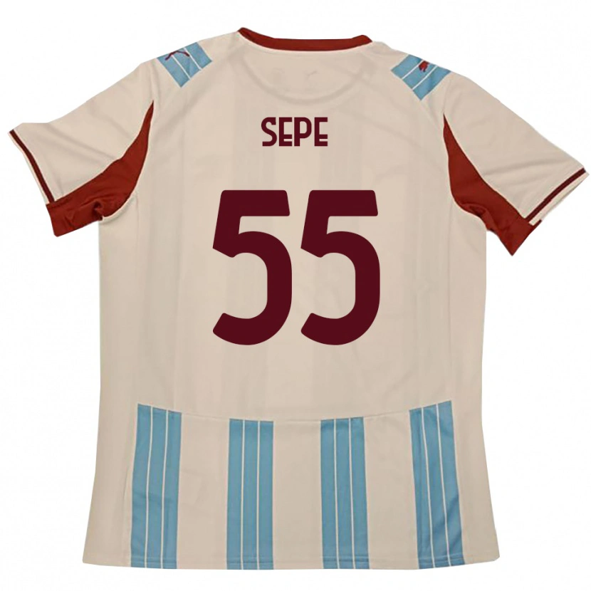 Danxen Børn Luigi Sepe #55 Lyseblå Hvid Udebane Spillertrøjer 2025/26 Trøje T-Shirt