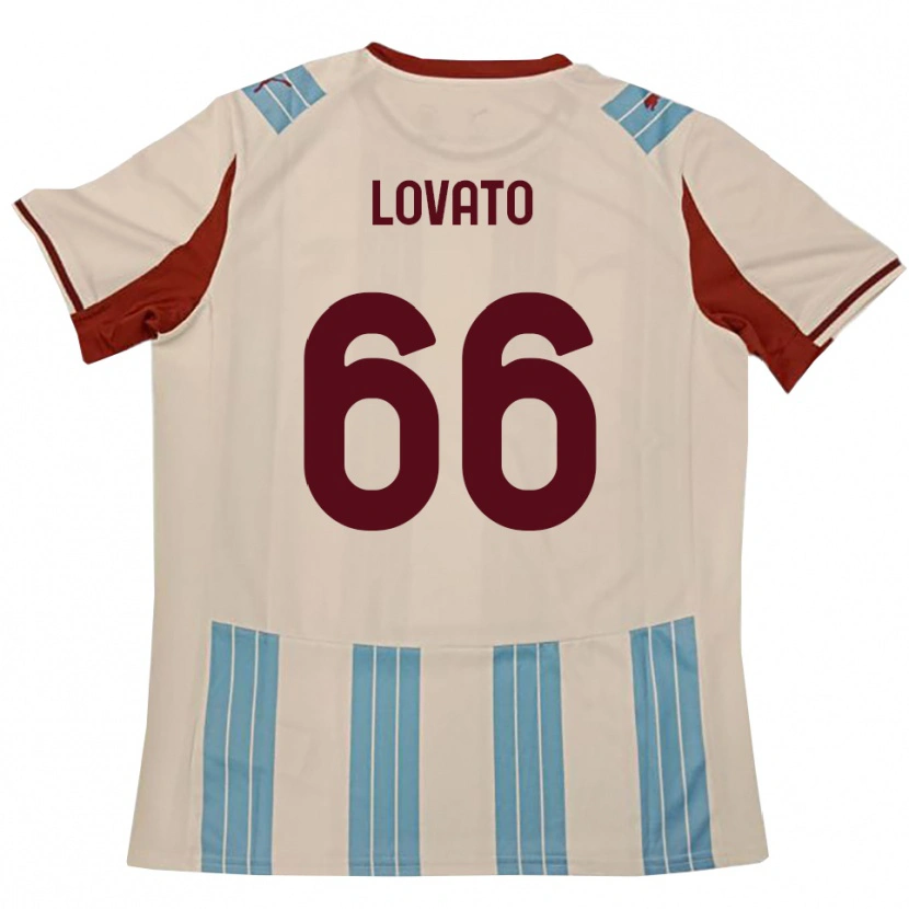 Danxen Børn Matteo Lovato #66 Lyseblå Hvid Udebane Spillertrøjer 2025/26 Trøje T-Shirt