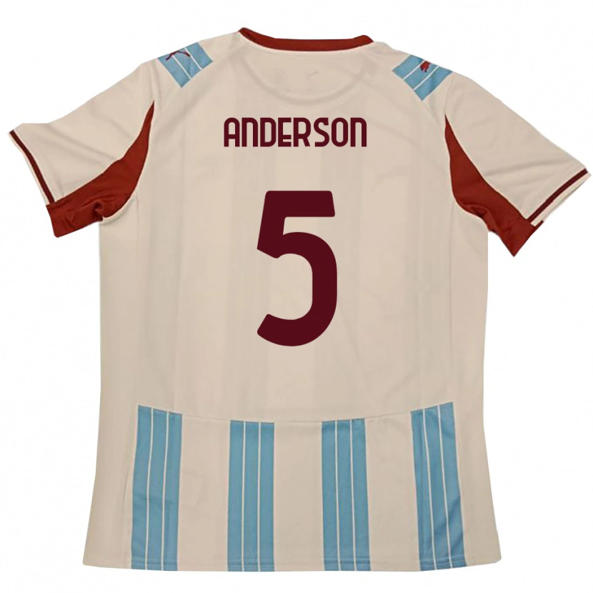 Danxen Børn Marcus Anderson #5 Lyseblå Hvid Udebane Spillertrøjer 2025/26 Trøje T-Shirt