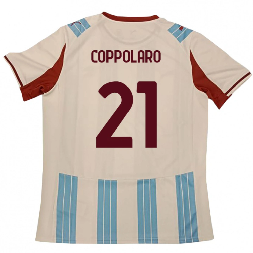 Danxen Børn Mauro Coppolaro #21 Lyseblå Hvid Udebane Spillertrøjer 2025/26 Trøje T-Shirt