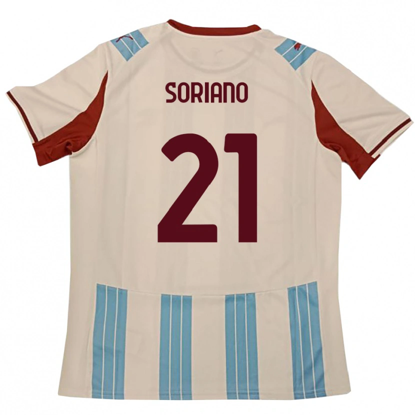 Danxen Børn Roberto Soriano #21 Lyseblå Hvid Udebane Spillertrøjer 2025/26 Trøje T-Shirt