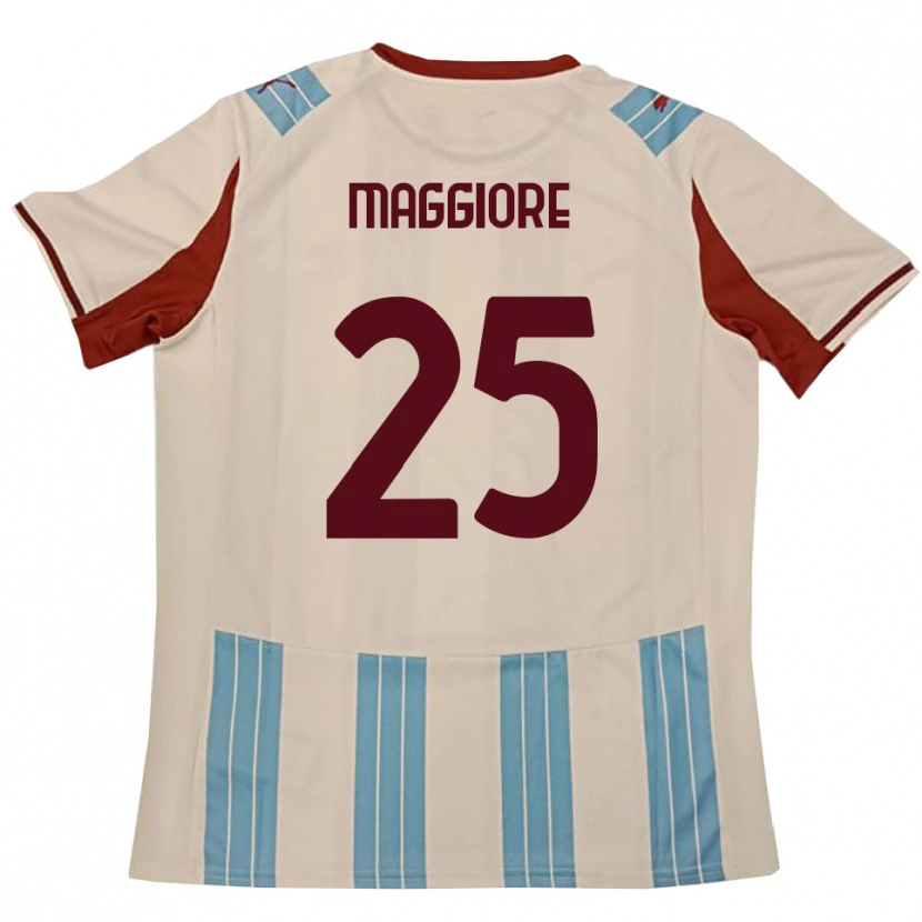 Danxen Børn Giulio Maggiore #25 Lyseblå Hvid Udebane Spillertrøjer 2025/26 Trøje T-Shirt