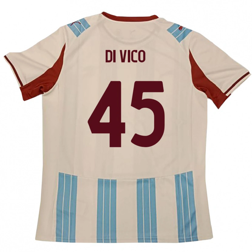 Danxen Børn Rocco Di Vico #45 Lyseblå Hvid Udebane Spillertrøjer 2025/26 Trøje T-Shirt