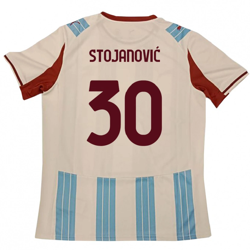 Danxen Børn Petar Stojanović #30 Lyseblå Hvid Udebane Spillertrøjer 2025/26 Trøje T-Shirt