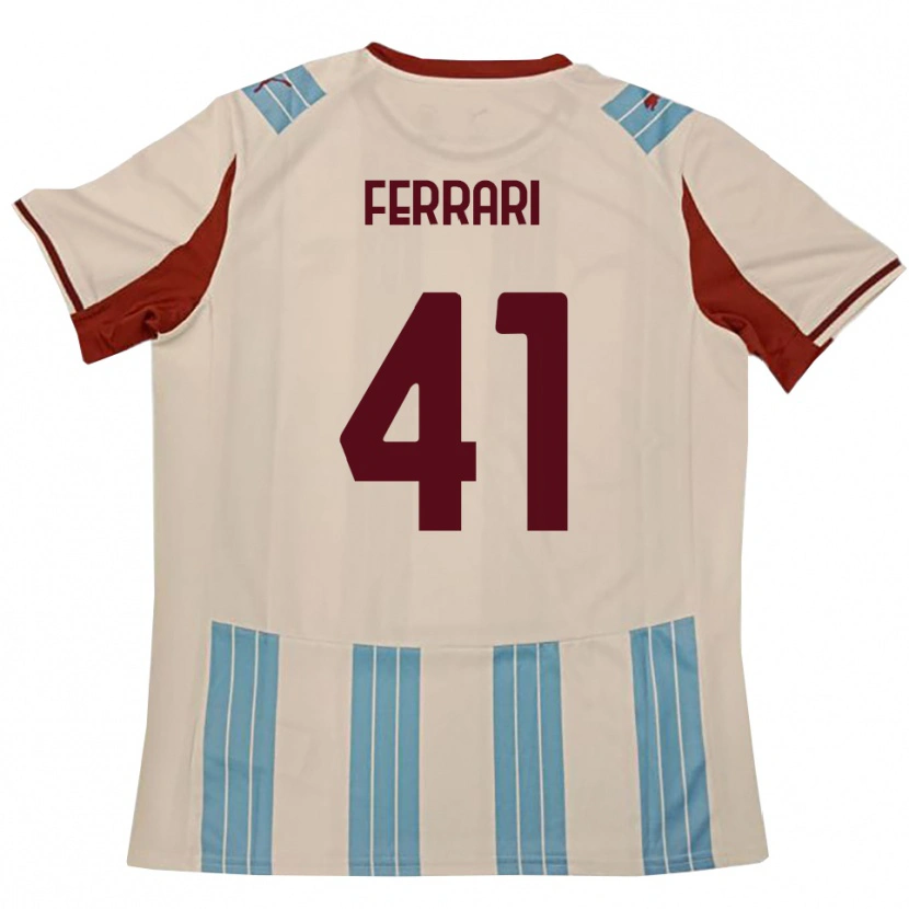 Danxen Børn Tommaso Ferrari #41 Lyseblå Hvid Udebane Spillertrøjer 2025/26 Trøje T-Shirt