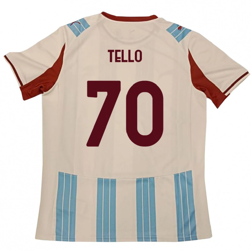 Danxen Børn Andrés Tello #70 Lyseblå Hvid Udebane Spillertrøjer 2025/26 Trøje T-Shirt