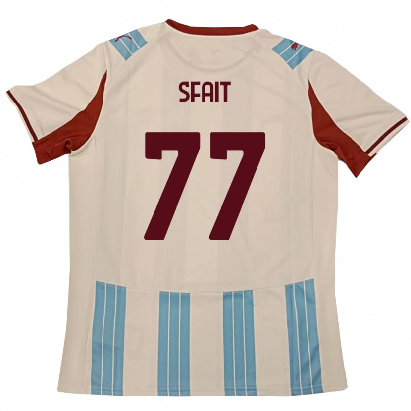 Danxen Børn Andres Sfait #77 Lyseblå Hvid Udebane Spillertrøjer 2025/26 Trøje T-Shirt