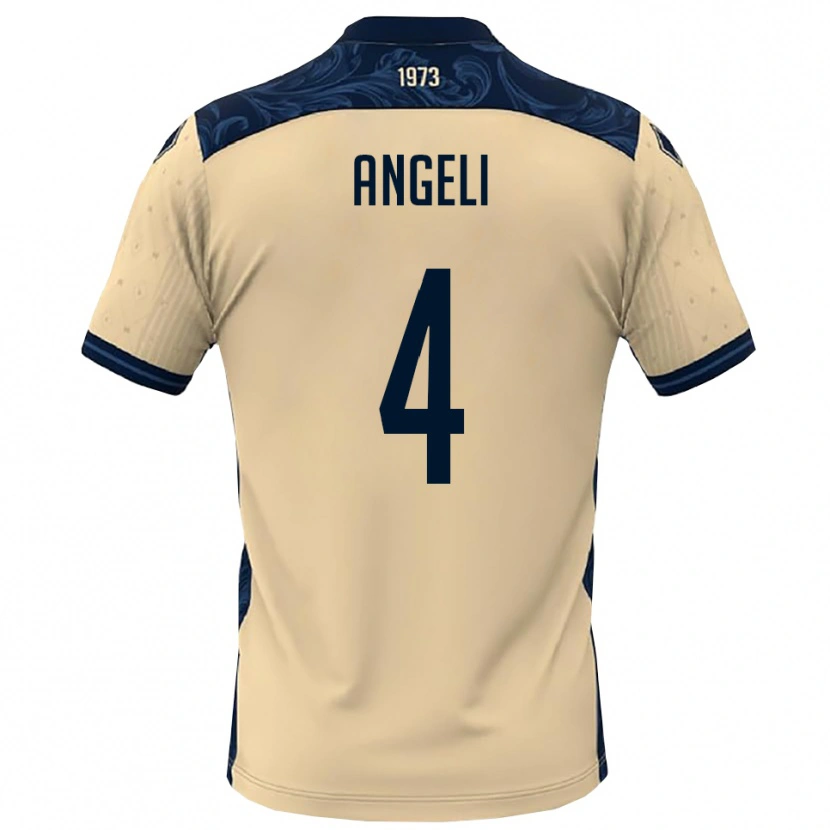 Danxen Børn Matteo Angeli #4 Hvid Mørkeblå Udebane Spillertrøjer 2025/26 Trøje T-Shirt