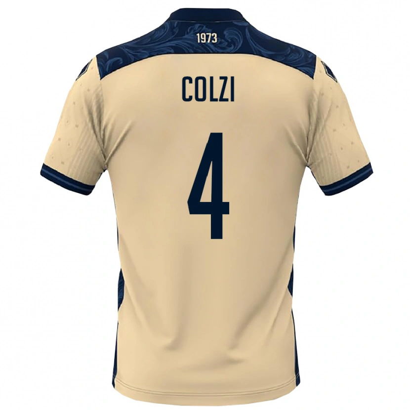 Danxen Børn Gabriele Colzi #4 Hvid Mørkeblå Udebane Spillertrøjer 2025/26 Trøje T-Shirt