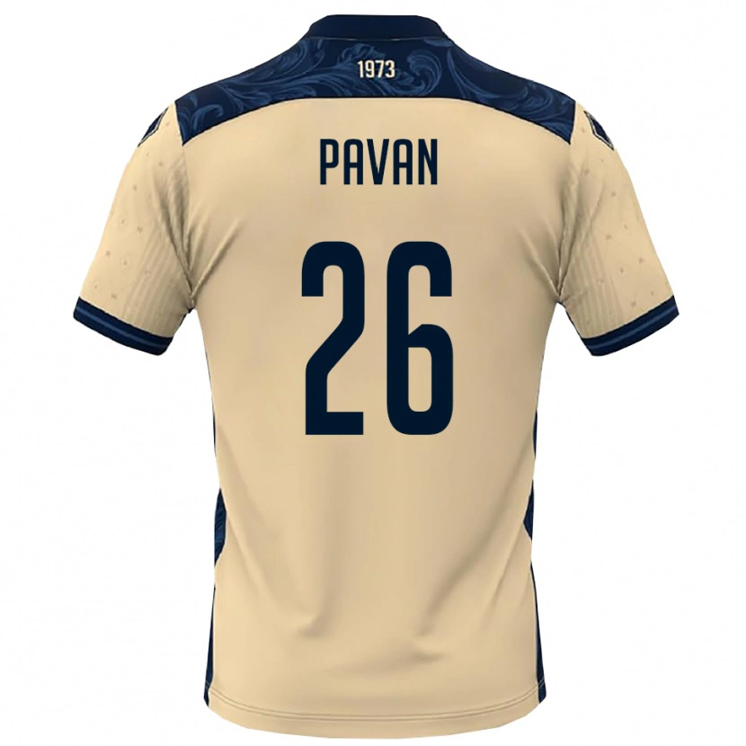 Danxen Børn Nicola Pavan #26 Hvid Mørkeblå Udebane Spillertrøjer 2025/26 Trøje T-Shirt