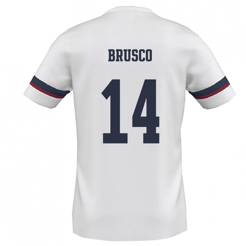 Danxen Børn Alessandro Brusco #14 Hvid Rød Udebane Spillertrøjer 2025/26 Trøje T-Shirt