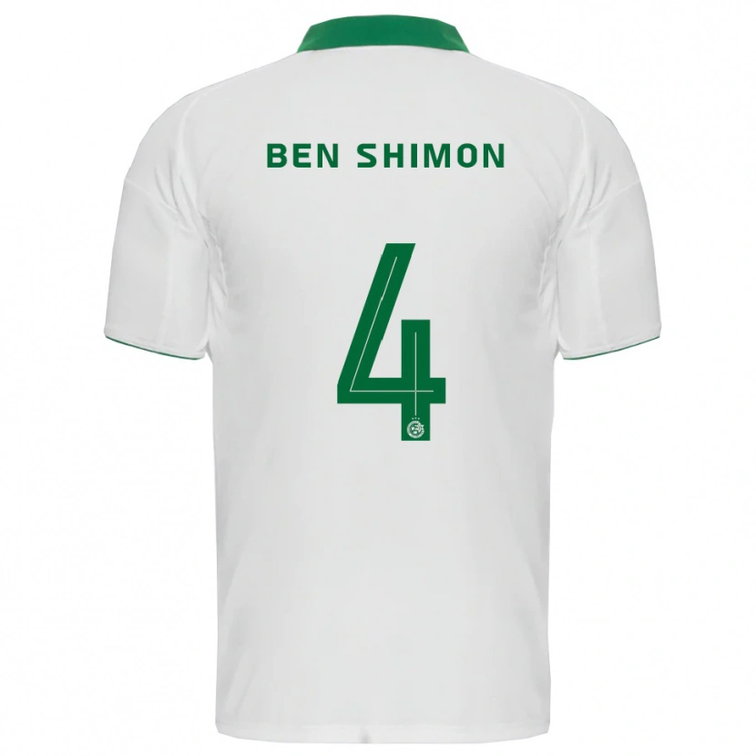 Danxen Børn Elad Ben Shimon #4 Hvid Grøn Udebane Spillertrøjer 2025/26 Trøje T-Shirt