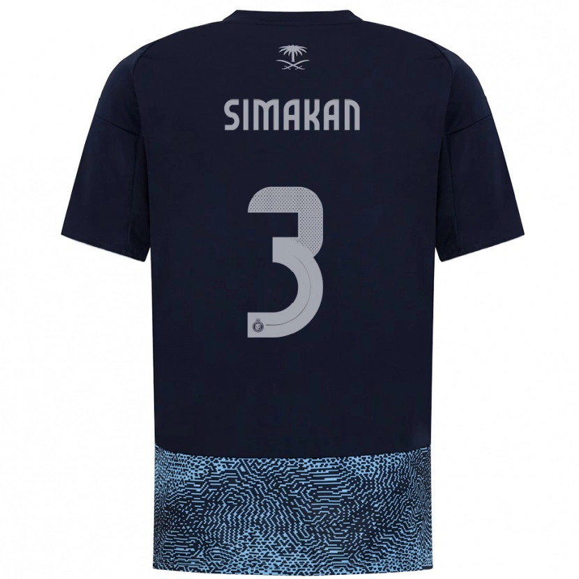 Danxen Børn Mohamed Simakan #3 Mørkeblå Lyseblå Udebane Spillertrøjer 2025/26 Trøje T-Shirt