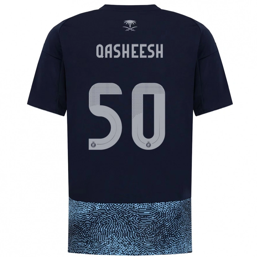 Danxen Børn Majed Qasheesh #50 Mørkeblå Lyseblå Udebane Spillertrøjer 2025/26 Trøje T-Shirt