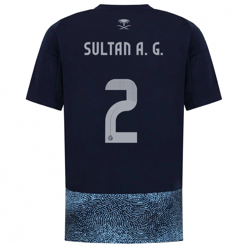 Danxen Børn Sultan Al-Ghannam #2 Mørkeblå Lyseblå Udebane Spillertrøjer 2025/26 Trøje T-Shirt