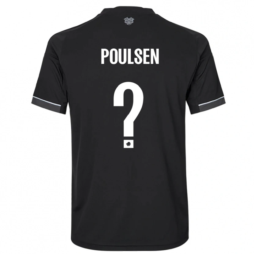 Danxen Børn Xander Poulsen #0 Sort Hvid Udebane Spillertrøjer 2025/26 Trøje T-Shirt