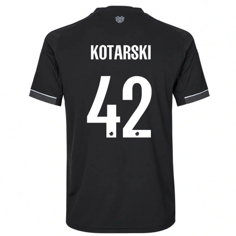 Danxen Børn Dominik Kotarski #42 Sort Hvid Udebane Spillertrøjer 2025/26 Trøje T-Shirt