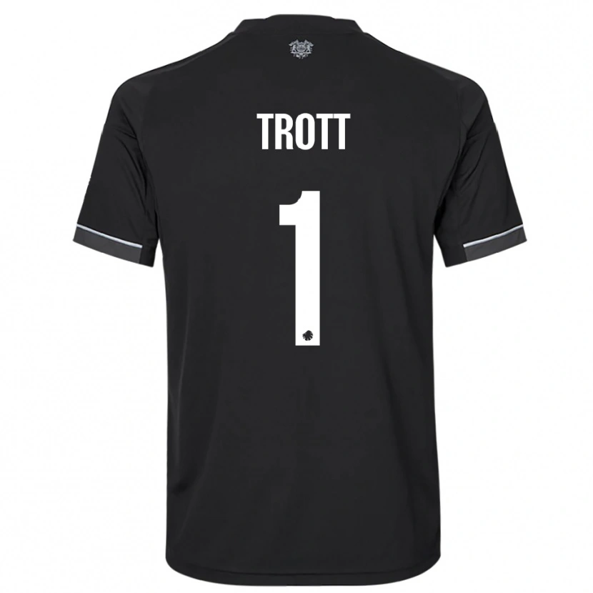 Danxen Børn Nathan Trott #1 Sort Hvid Udebane Spillertrøjer 2025/26 Trøje T-Shirt