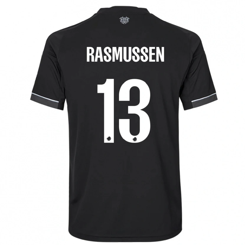Danxen Børn Sara Rasmussen #13 Sort Hvid Udebane Spillertrøjer 2025/26 Trøje T-Shirt